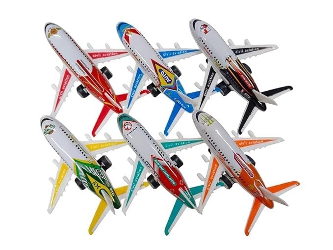 Airlines Fleet Pull-Back Toy Planes (Set of 6) – Miniature Civil Aviation Model Aircraft for Kids - Image 2