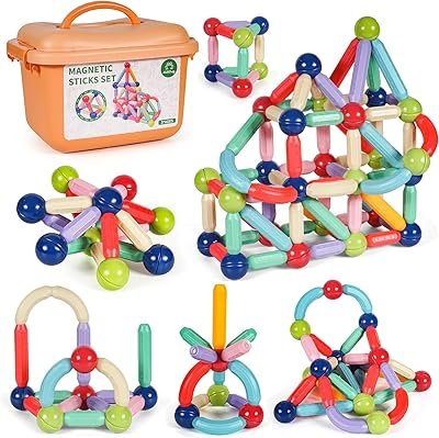 Magnetic Sticks Building Blocks Toy for Kids, Magnetic Balls and Rods Set Kids Montessori Toys Stacking Toys for Kids - Image 2
