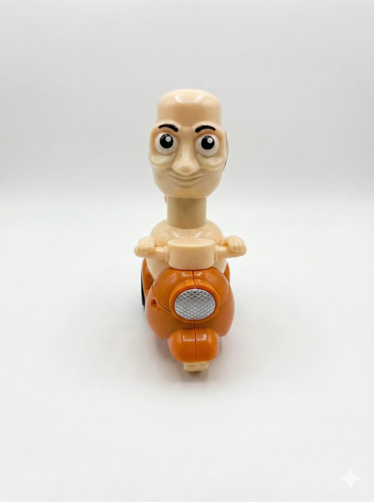 Funny "Cursed" Bald Man Scooter Toy - Hilarious Novelty Electric Motorcycle with Bump-and-Go Action