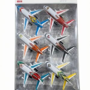 Airlines Fleet Pull-Back Toy Planes (Set of 6) – Miniature Civil Aviation Model Aircraft for Kids