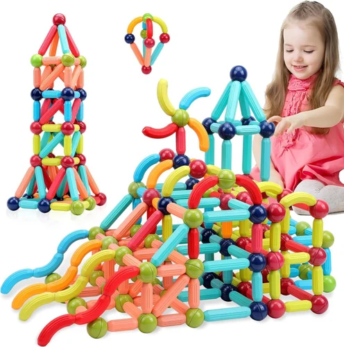 Magnetic Sticks Building Blocks Toy for Kids, Magnetic Balls and Rods Set Kids Montessori Toys Stacking Toys for Kids - Image 3
