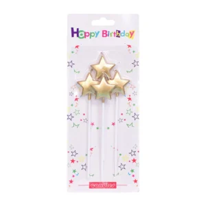 Golden Star Birthday Candles – 04 Pcs